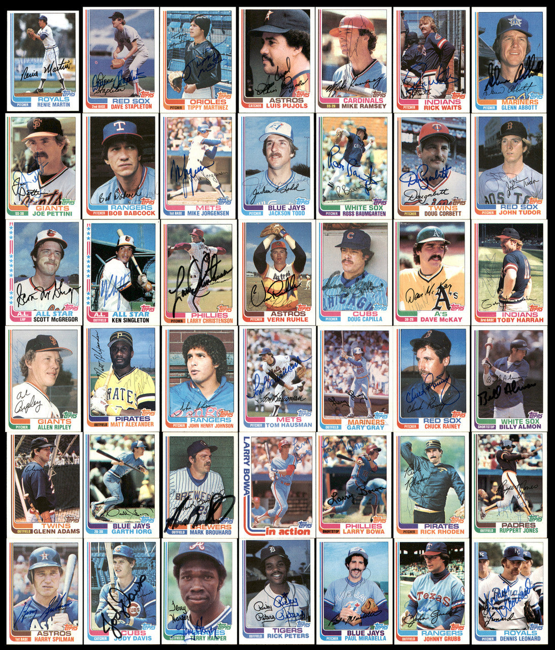 327 Count Lot of Autographed 1982 Topps Baseball Cards (All Different) SKU #266542