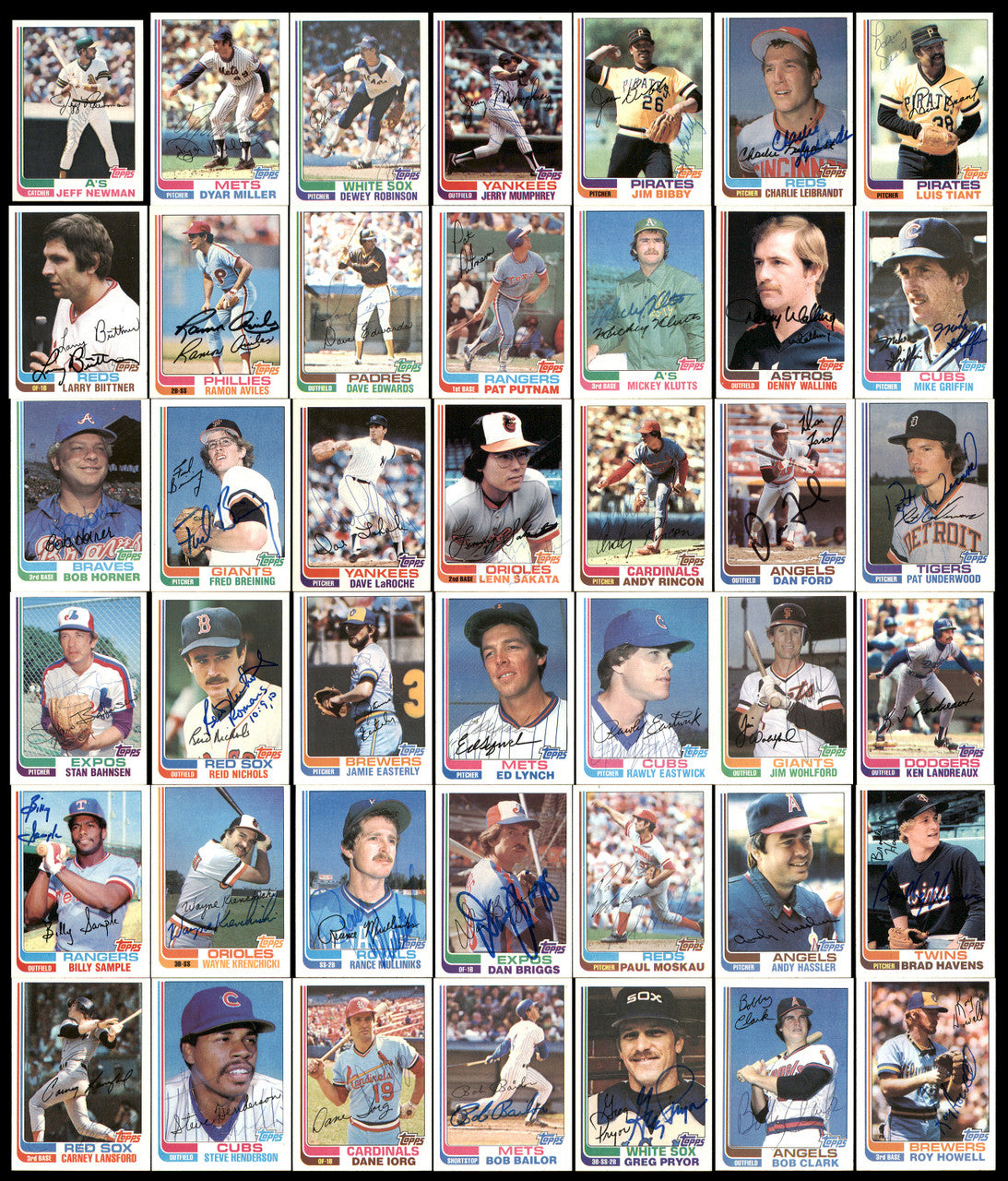 327 Count Lot of Autographed 1982 Topps Baseball Cards (All Different) SKU #266542