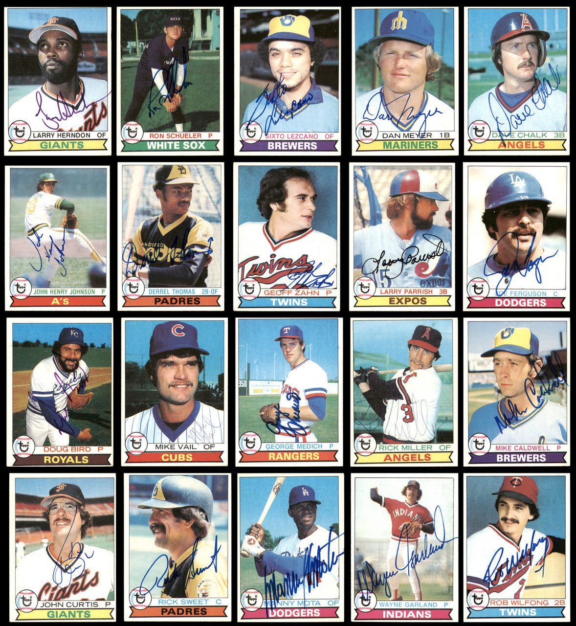 185 Count Lot of Autographed 1979 Topps Baseball Cards (All Different) SKU #266545