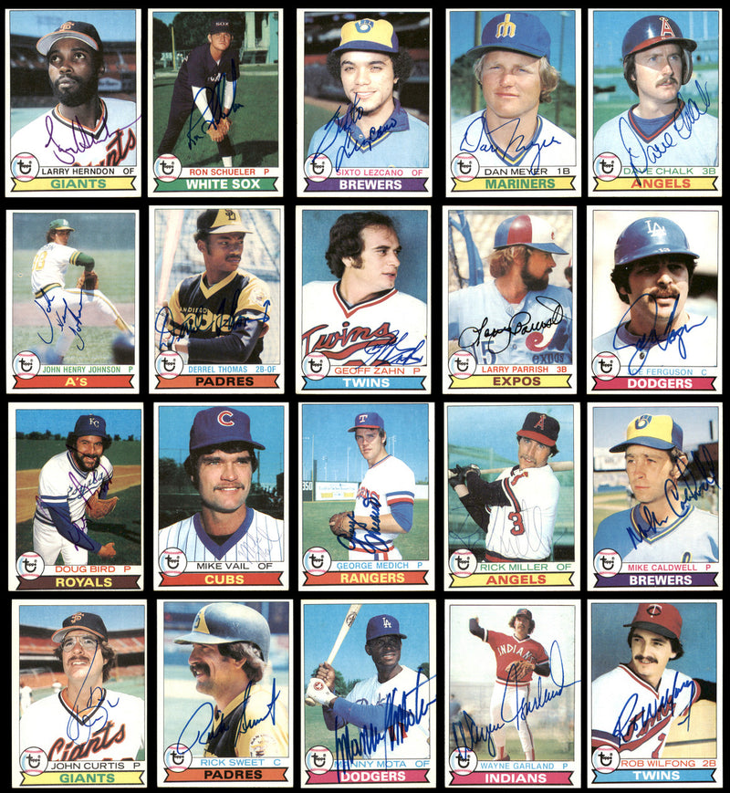 185 Count Lot of Autographed 1979 Topps Baseball Cards (All Different) SKU #266545