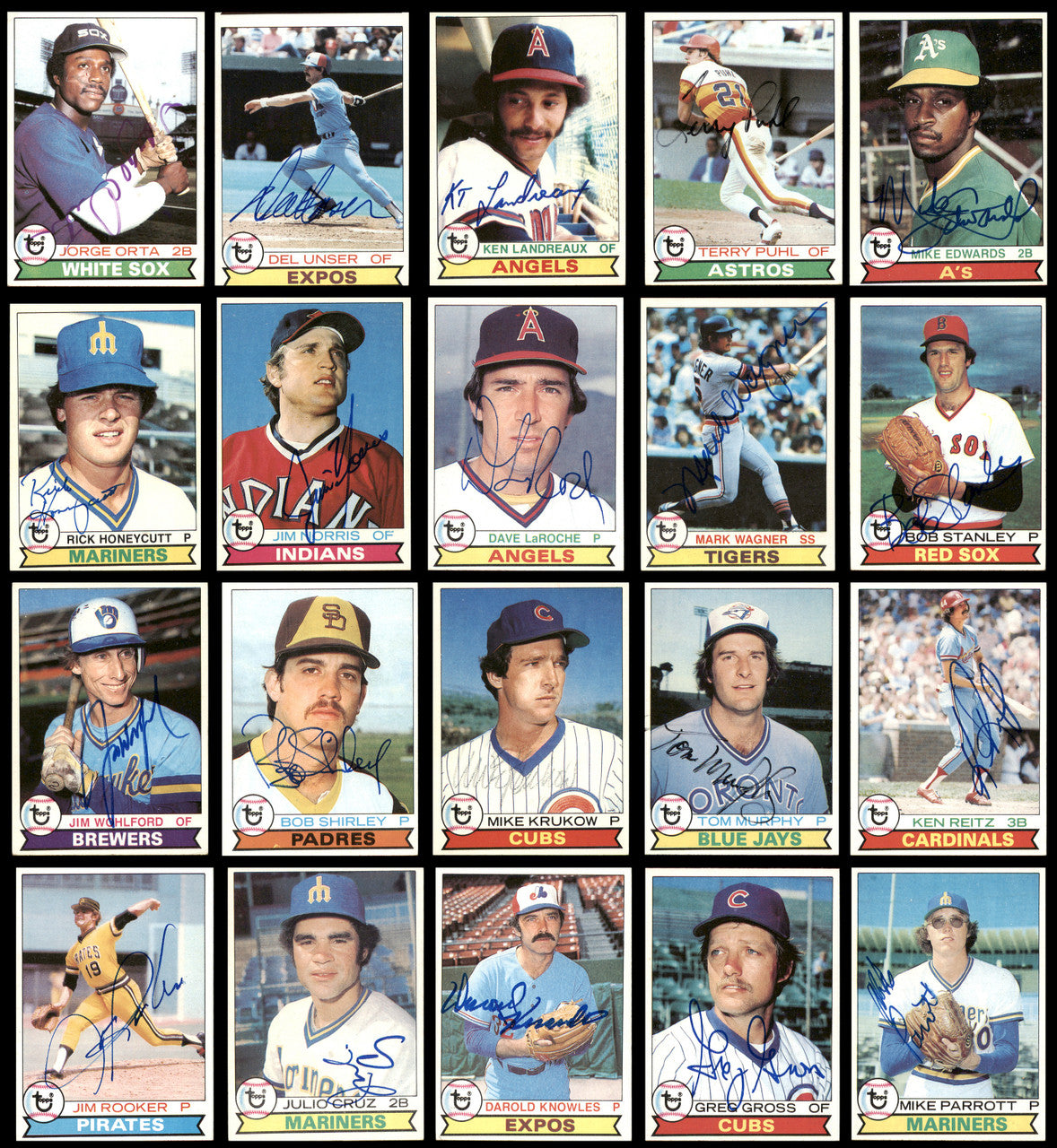 185 Count Lot of Autographed 1979 Topps Baseball Cards (All Different) SKU #266545