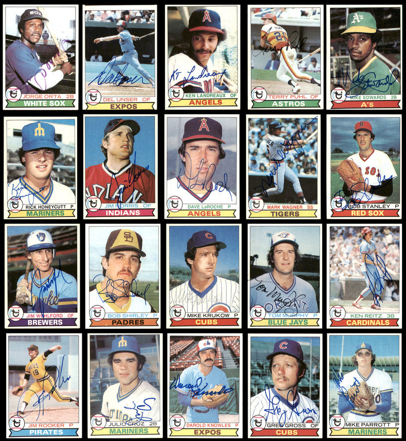 185 Count Lot of Autographed 1979 Topps Baseball Cards (All Different) SKU #266545