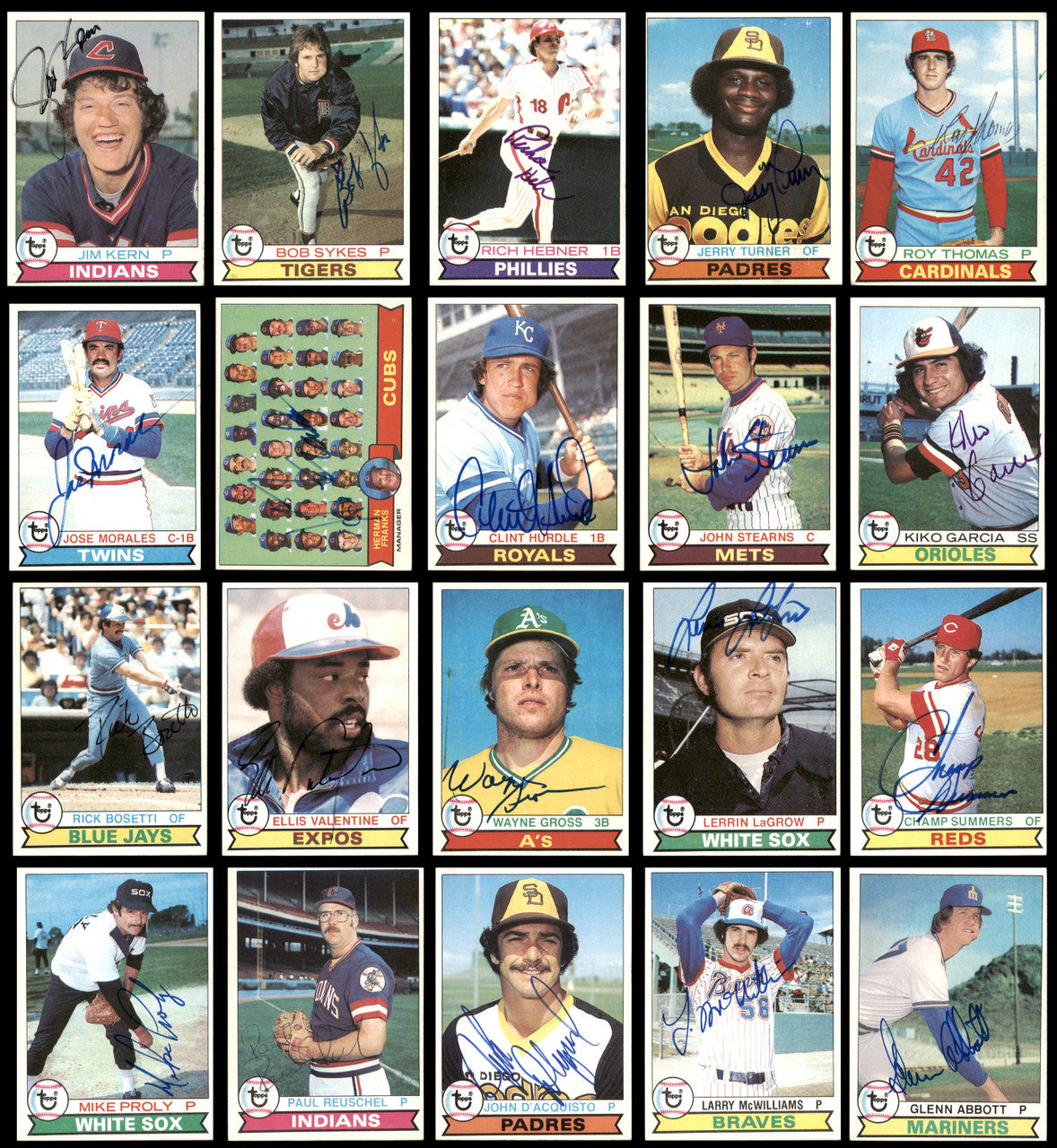 185 Count Lot of Autographed 1979 Topps Baseball Cards (All Different) SKU #266545