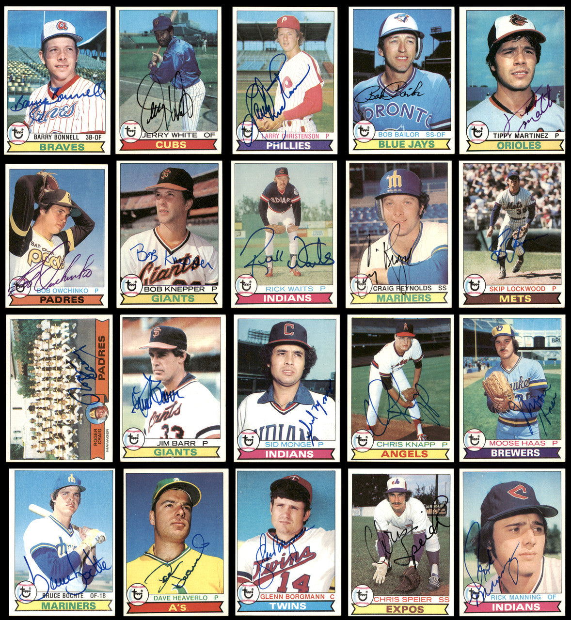 185 Count Lot of Autographed 1979 Topps Baseball Cards (All Different) SKU #266545