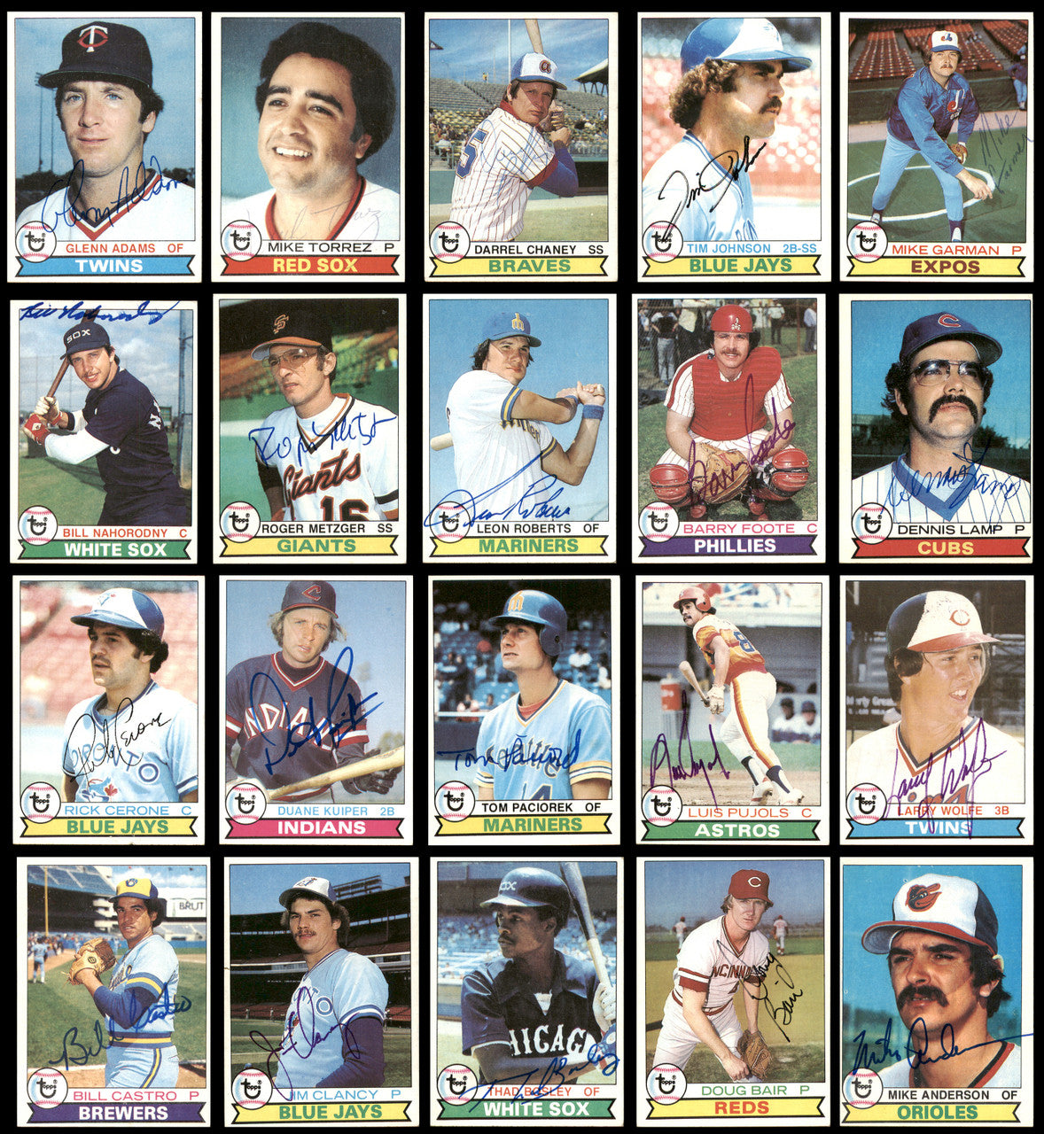 185 Count Lot of Autographed 1979 Topps Baseball Cards (All Different) SKU #266545