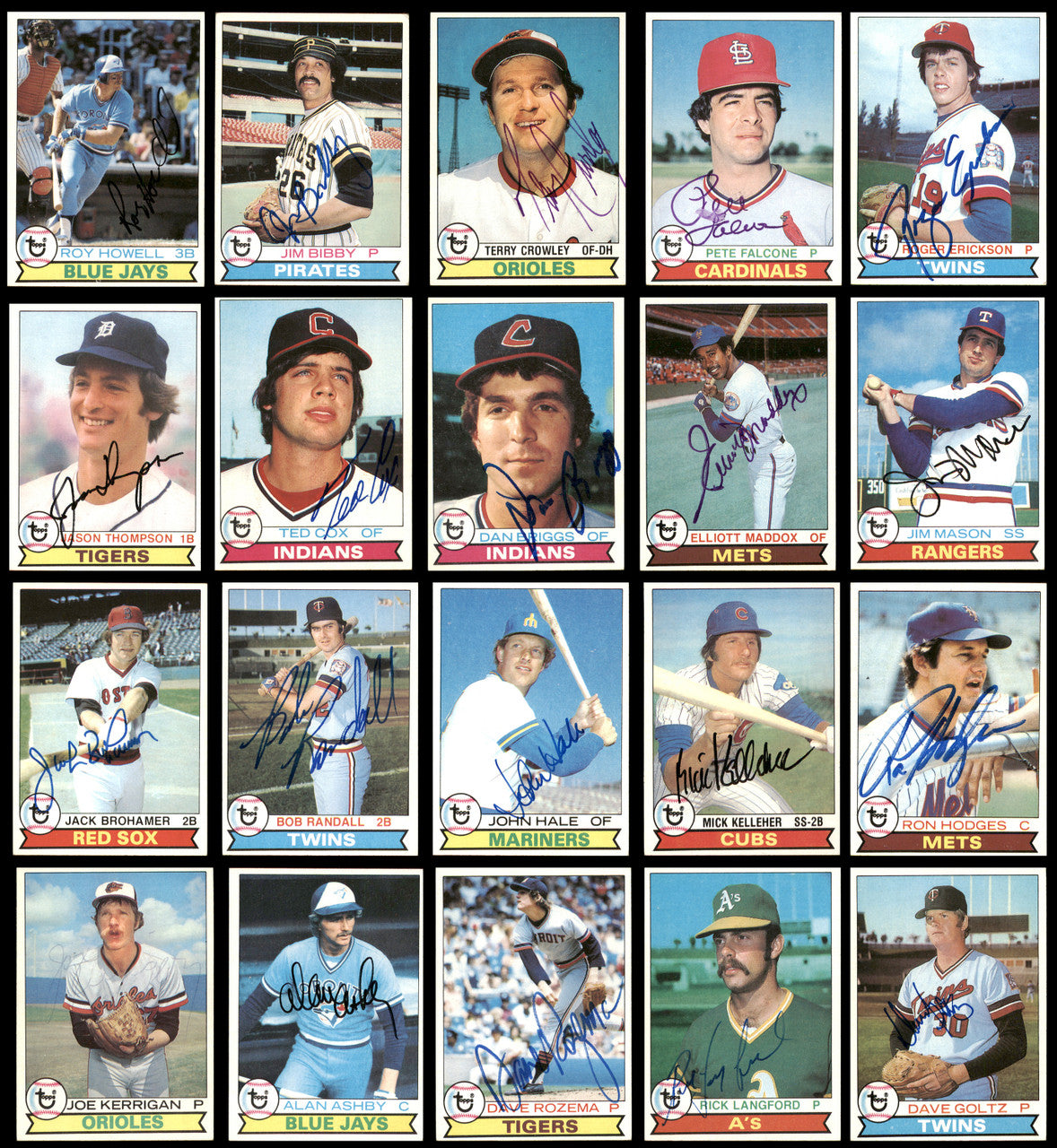 185 Count Lot of Autographed 1979 Topps Baseball Cards (All Different) SKU #266545