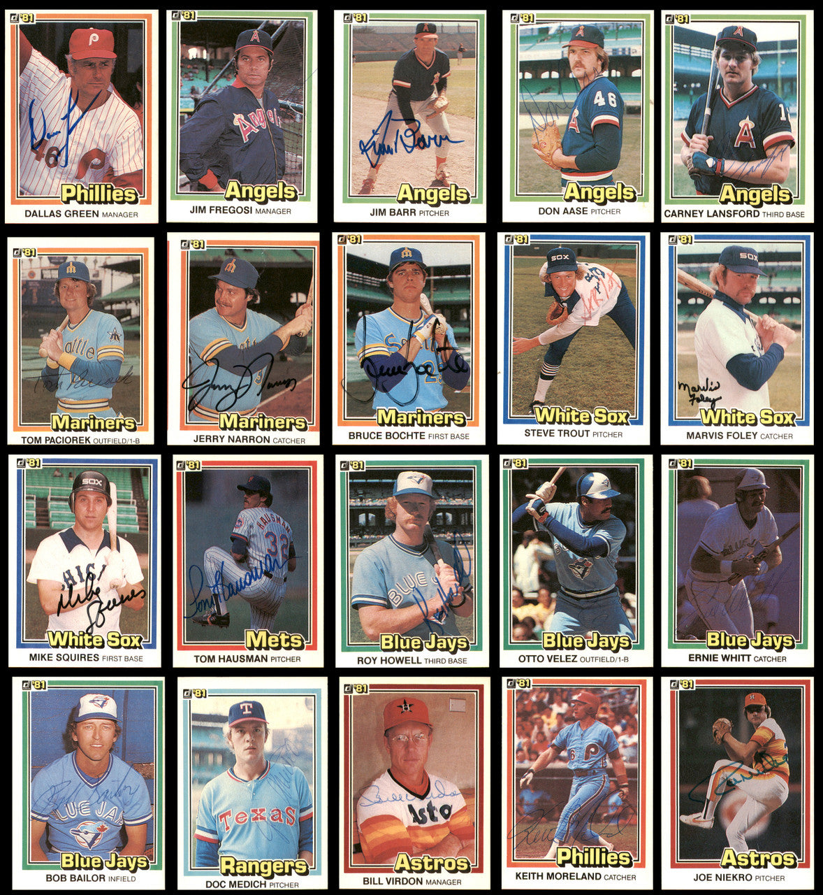 233 Count Lot of Autographed 1981 Donruss Baseball Cards (All Different) SKU #266546