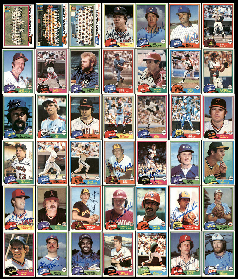 347 Count Lot of Autographed 1981 Topps Baseball Cards (All Different) SKU #266547