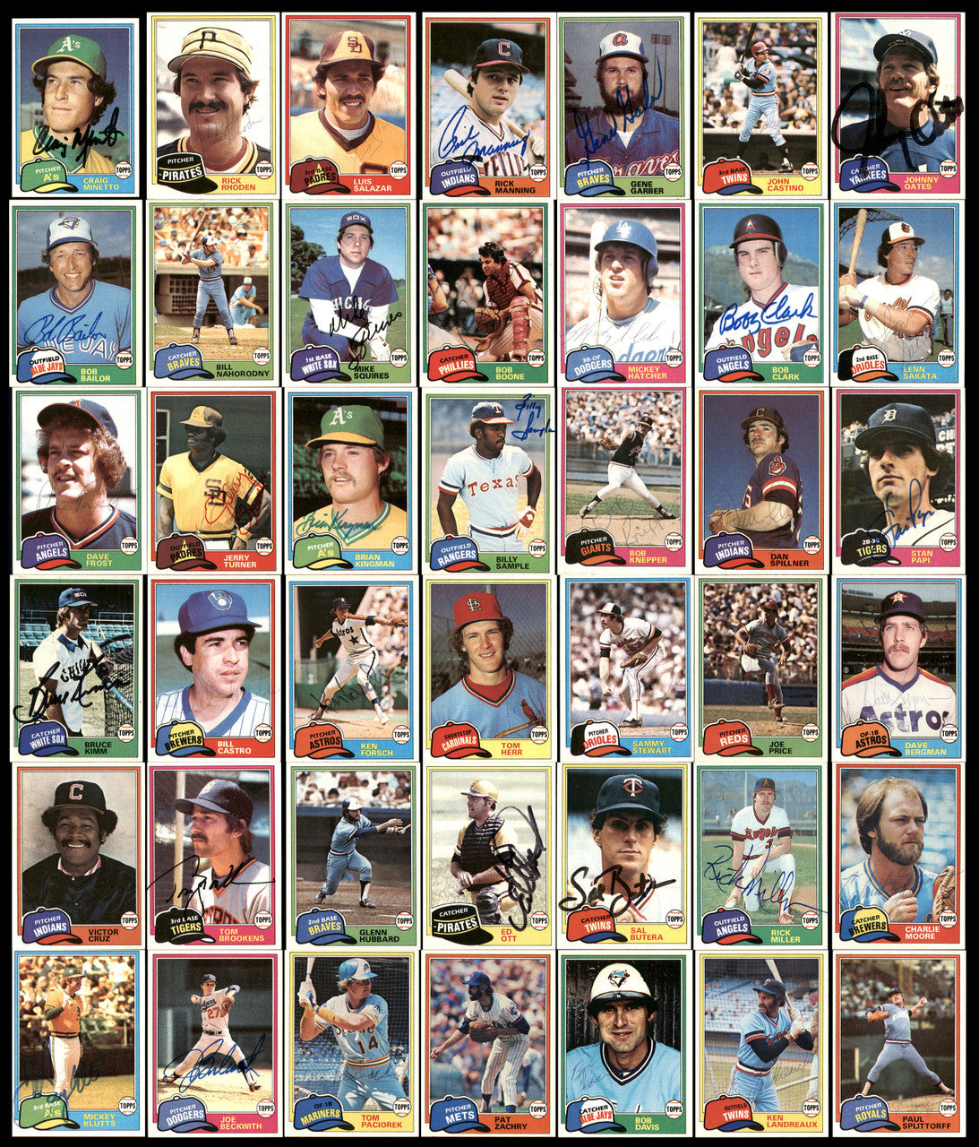 347 Count Lot of Autographed 1981 Topps Baseball Cards (All Different) SKU #266547