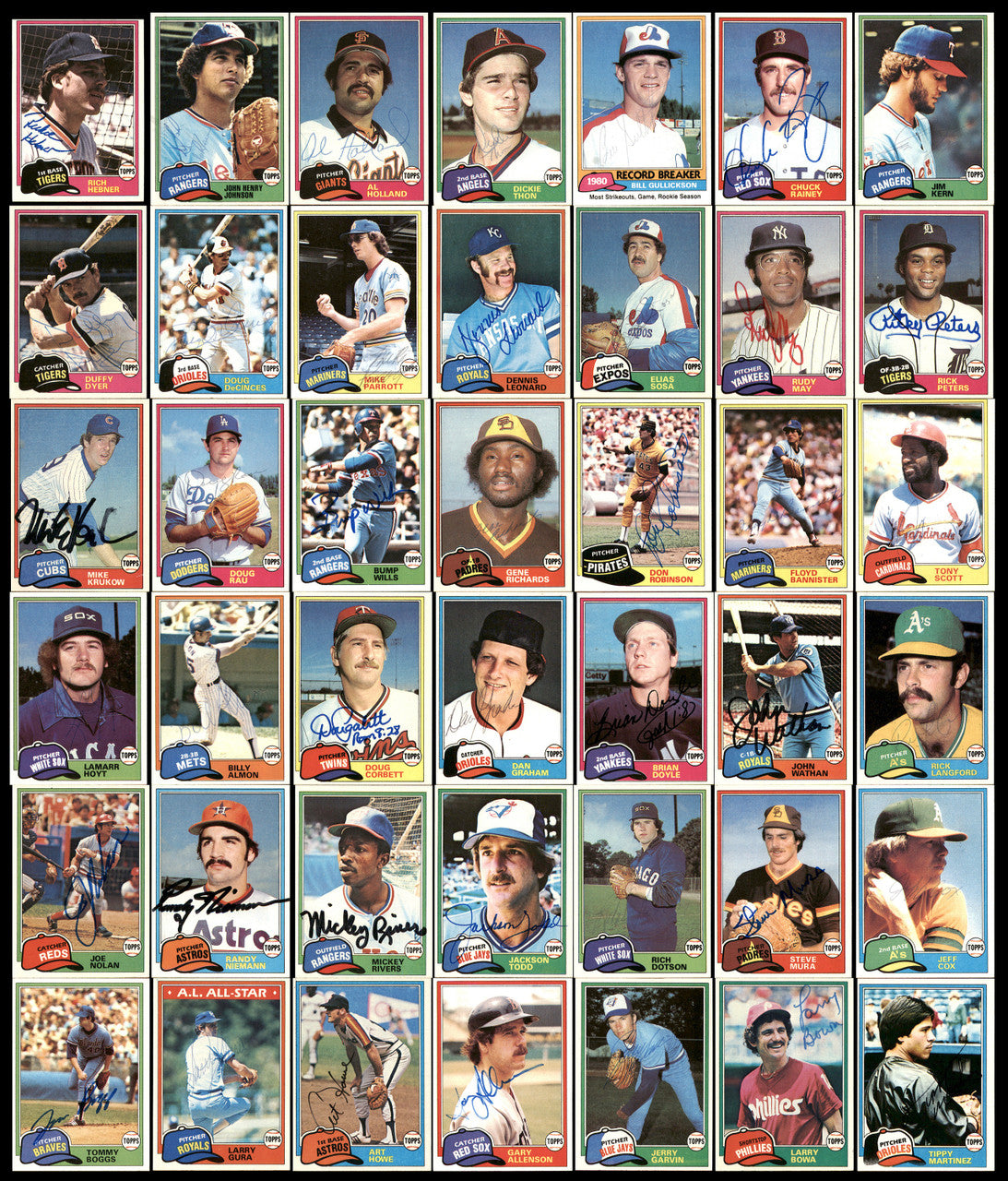 347 Count Lot of Autographed 1981 Topps Baseball Cards (All Different) SKU #266547