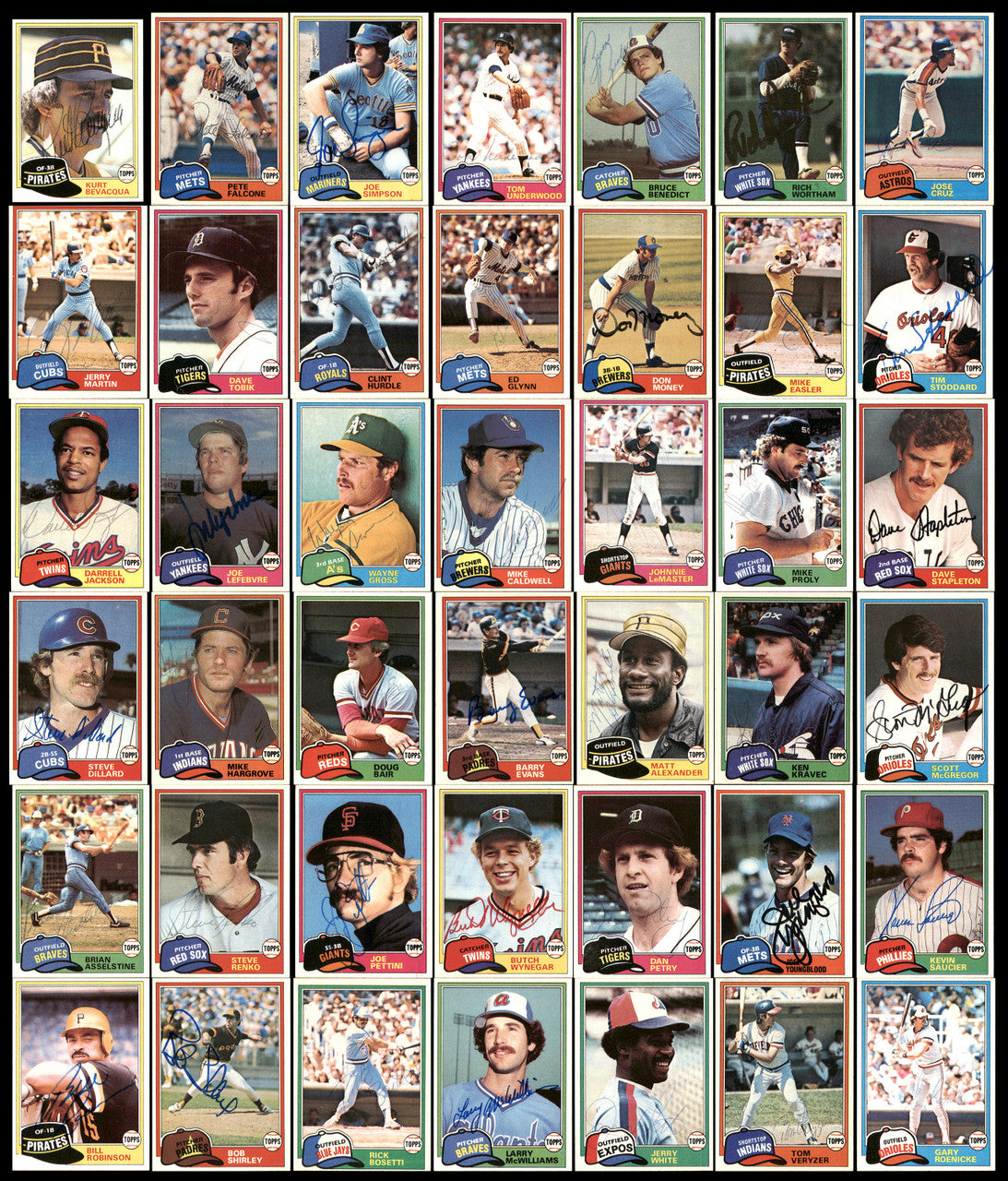 347 Count Lot of Autographed 1981 Topps Baseball Cards (All Different) SKU #266547
