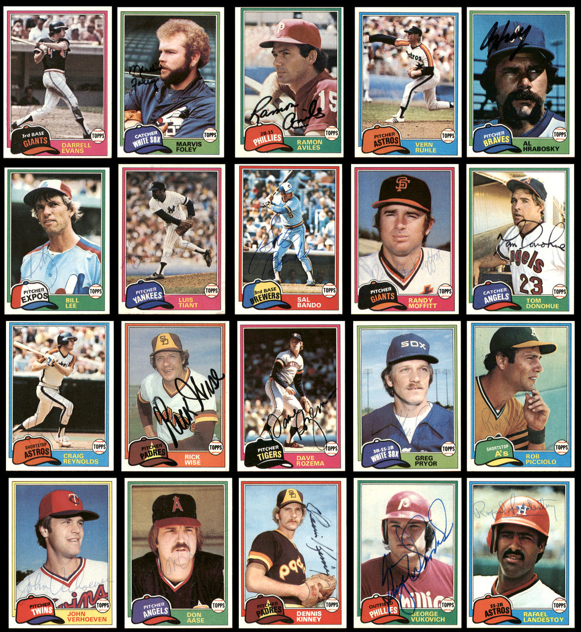245 Count Lot of Autographed 1981 Topps Baseball Cards (All Different) SKU #266548