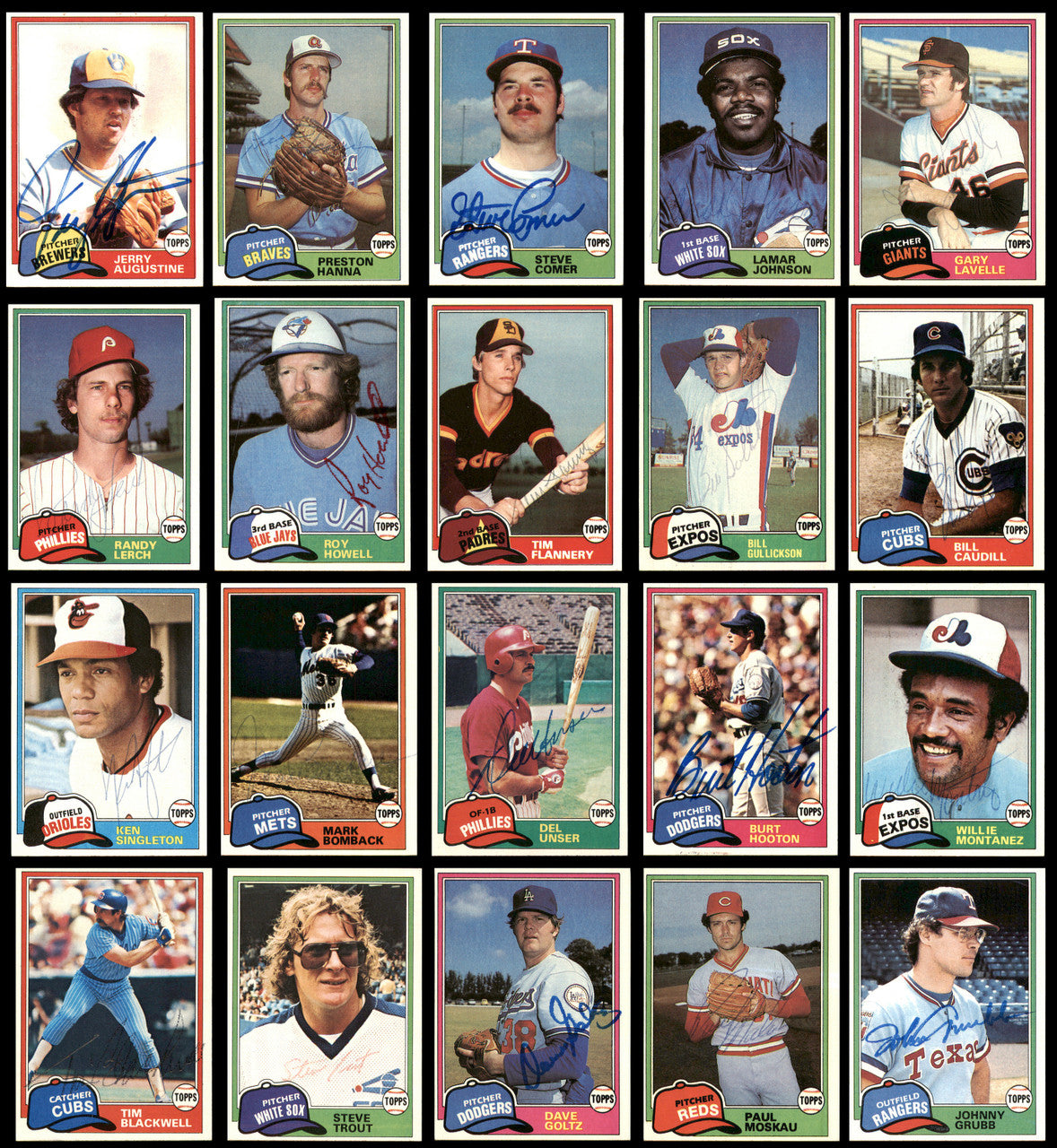 245 Count Lot of Autographed 1981 Topps Baseball Cards (All Different) SKU #266548
