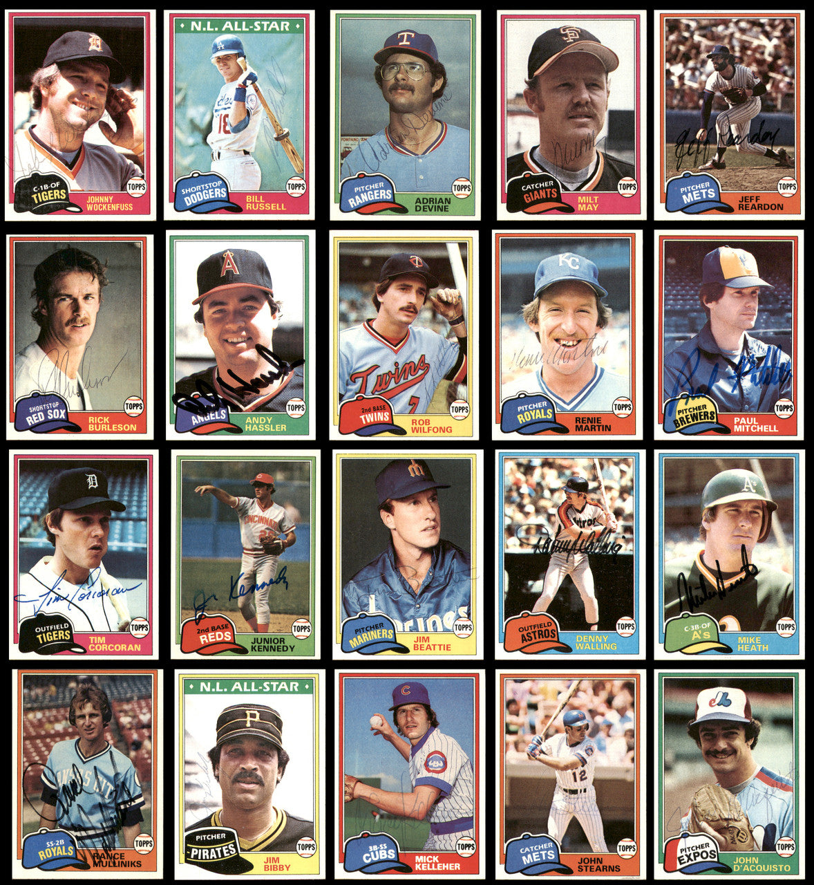 245 Count Lot of Autographed 1981 Topps Baseball Cards (All Different) SKU #266548