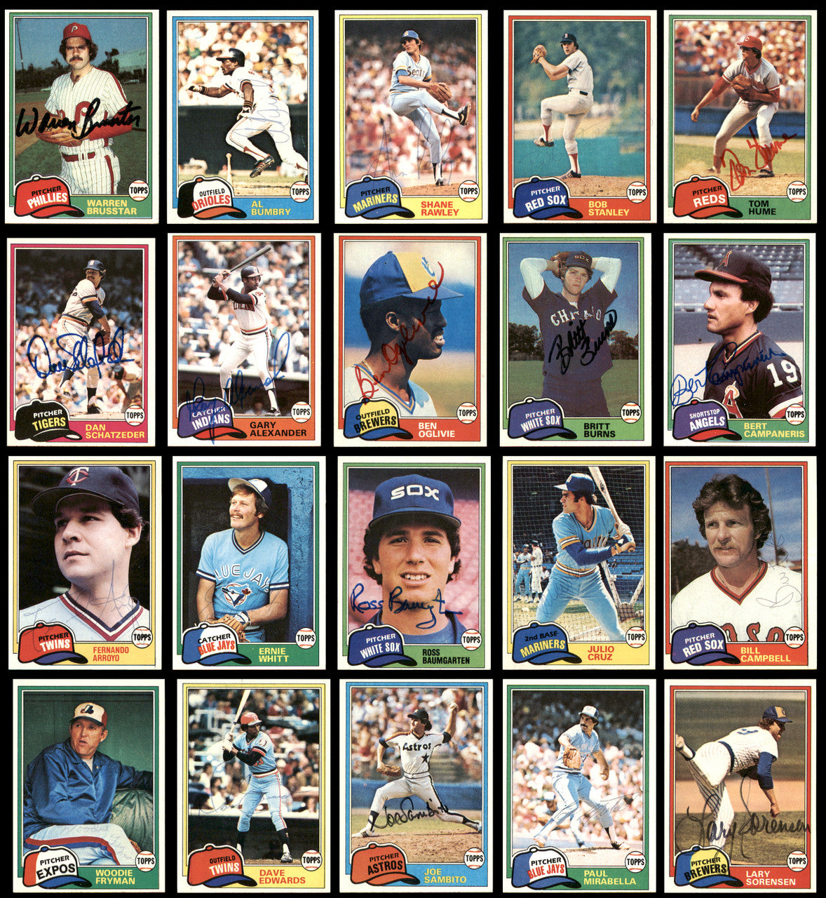 245 Count Lot of Autographed 1981 Topps Baseball Cards (All Different) SKU #266548