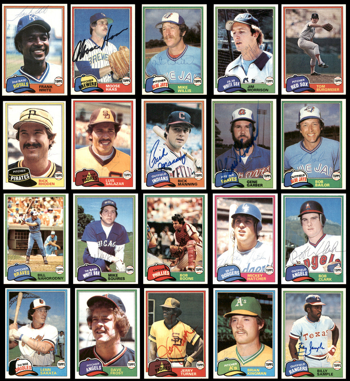 245 Count Lot of Autographed 1981 Topps Baseball Cards (All Different) SKU #266548
