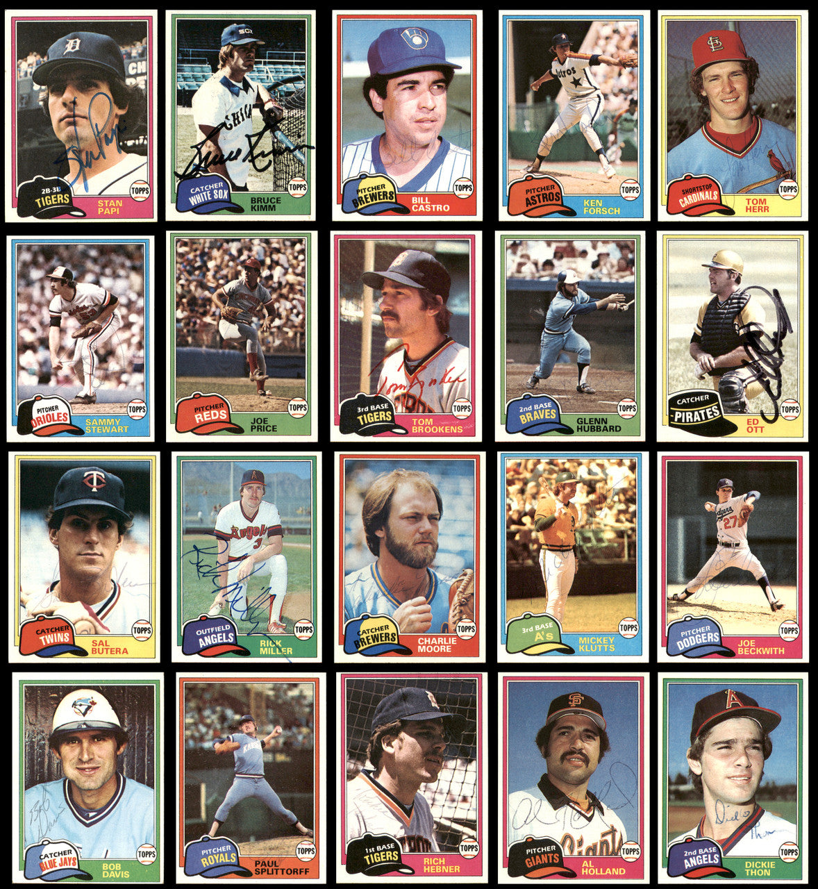 245 Count Lot of Autographed 1981 Topps Baseball Cards (All Different) SKU #266548
