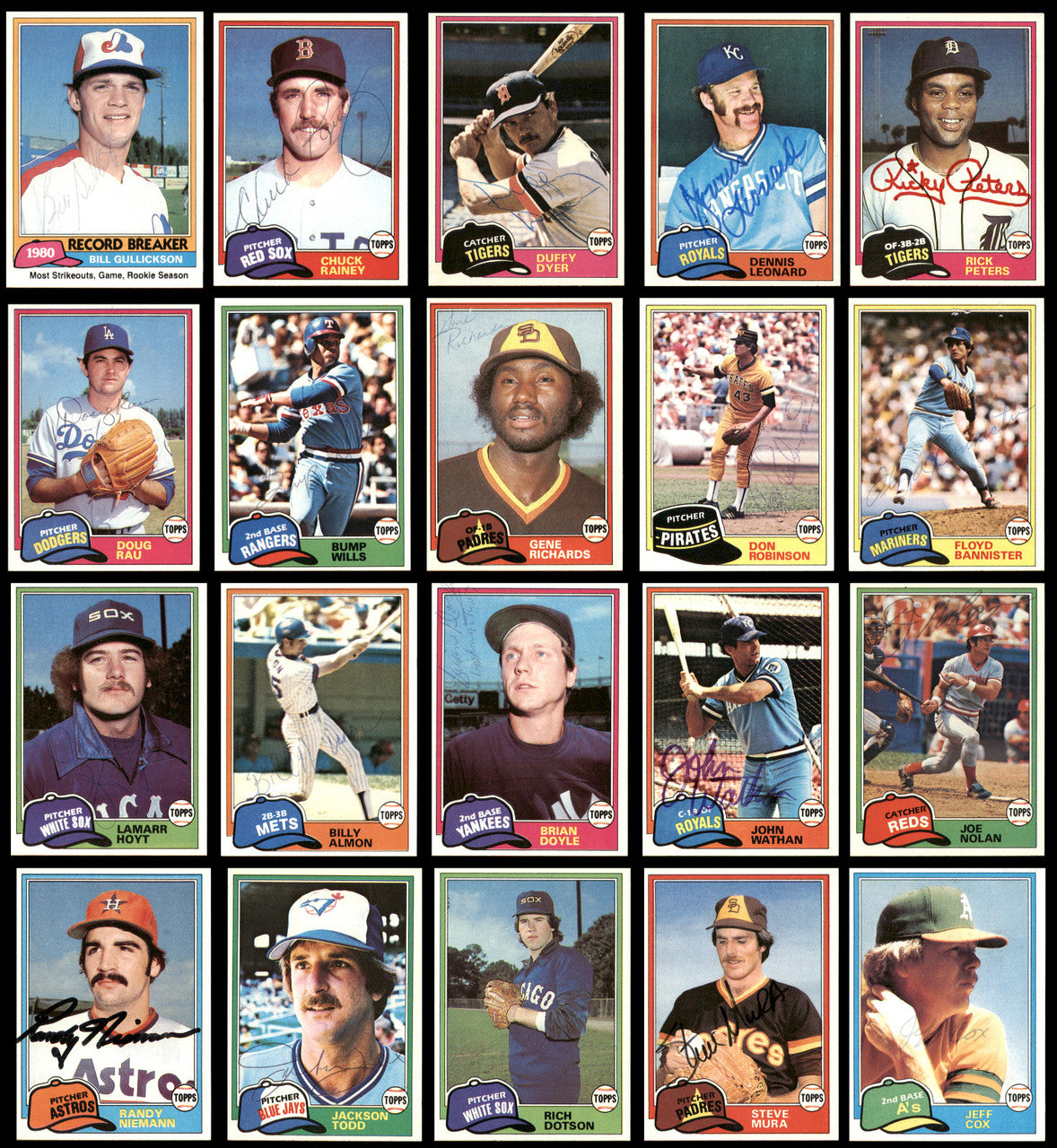 245 Count Lot of Autographed 1981 Topps Baseball Cards (All Different) SKU #266548