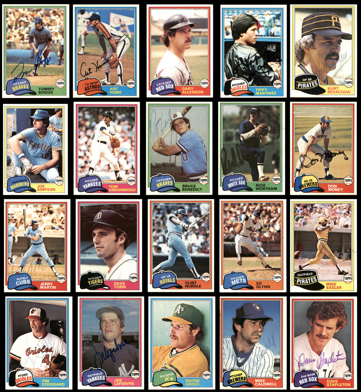 245 Count Lot of Autographed 1981 Topps Baseball Cards (All Different) SKU #266548