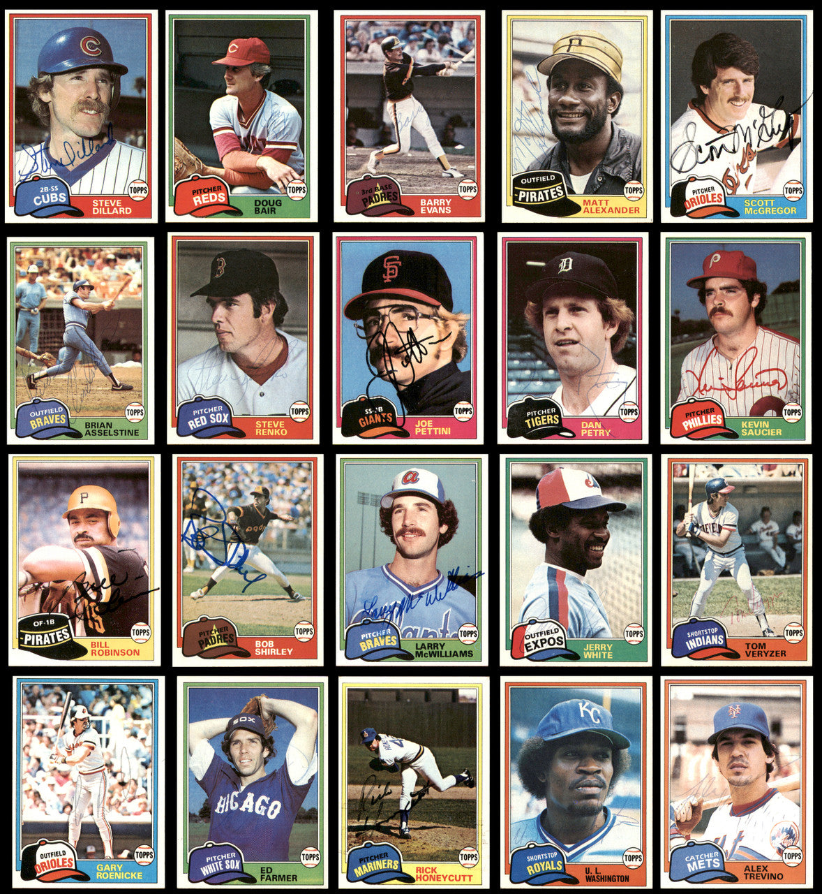 245 Count Lot of Autographed 1981 Topps Baseball Cards (All Different) SKU #266548