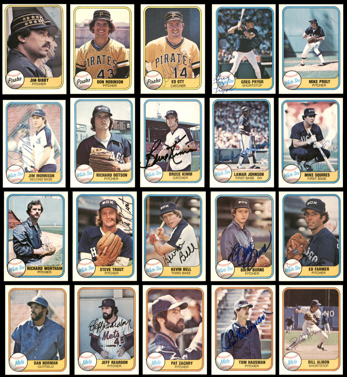 231 Count Lot of Autographed 1981 Fleer Baseball Cards (All Different) SKU #266553