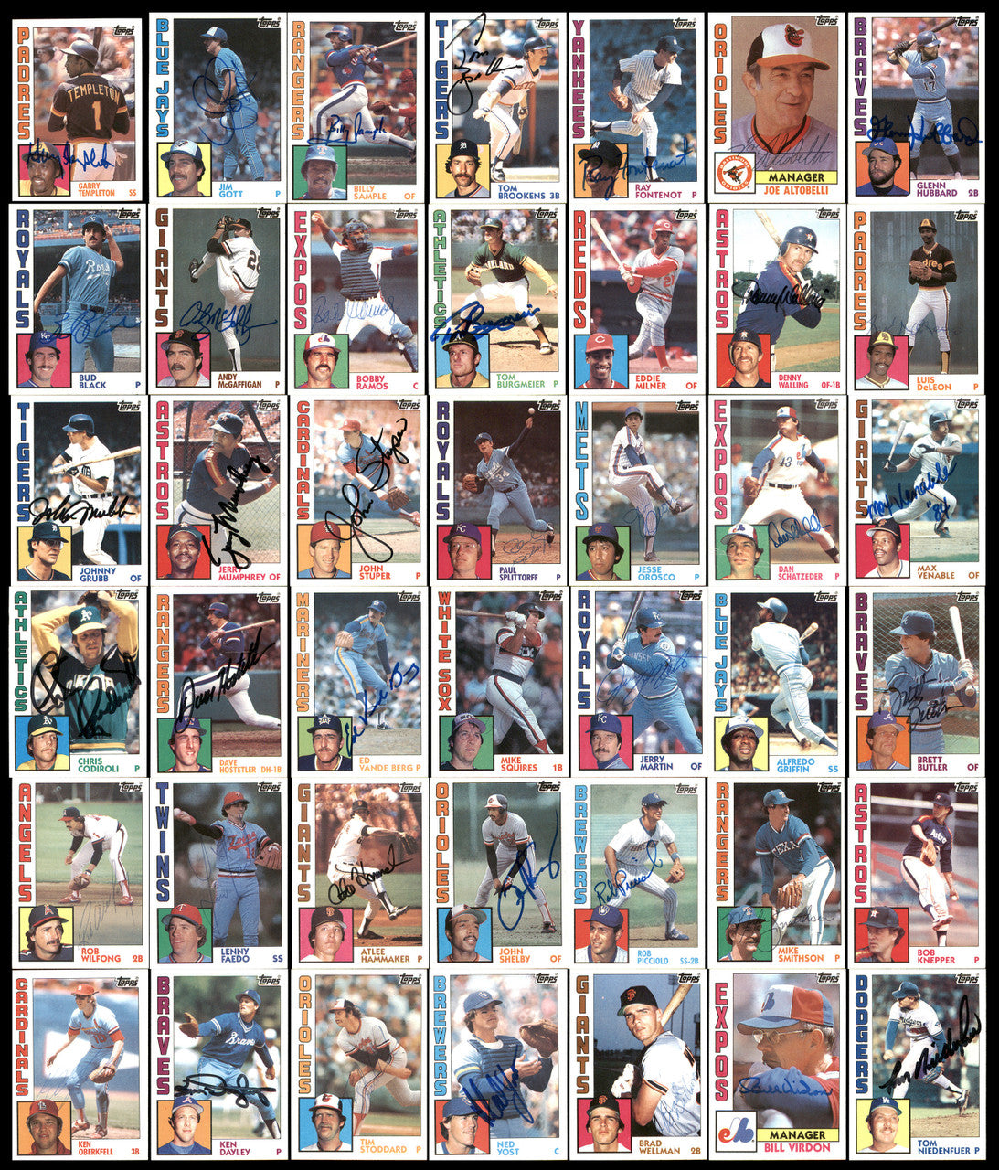 291 Count Lot of Autographed 1984 Topps Baseball Cards (All Different) SKU #266556