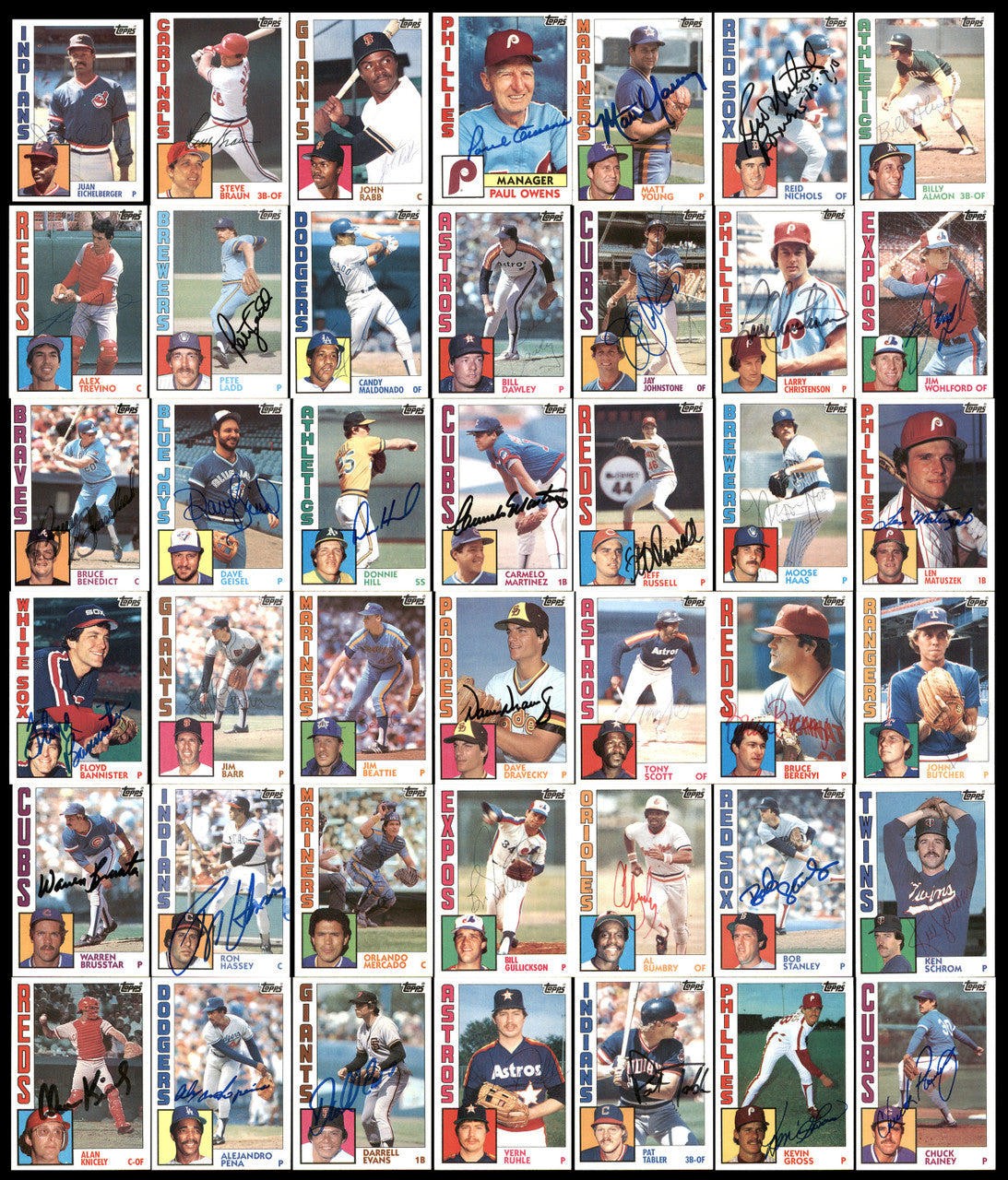291 Count Lot of Autographed 1984 Topps Baseball Cards (All Different) SKU #266556