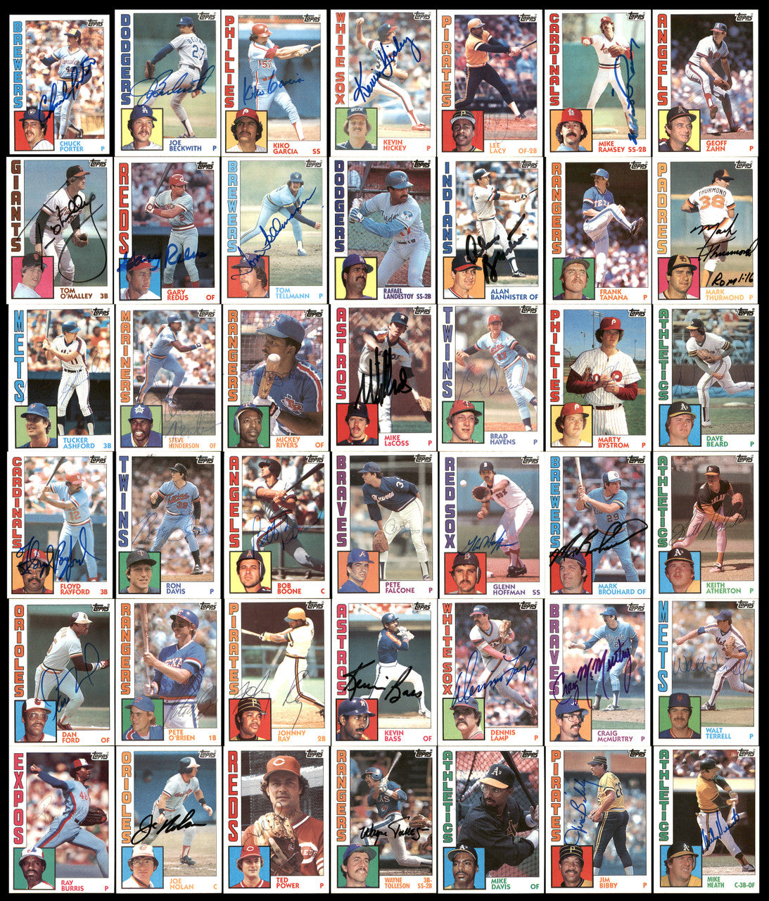 291 Count Lot of Autographed 1984 Topps Baseball Cards (All Different) SKU #266556
