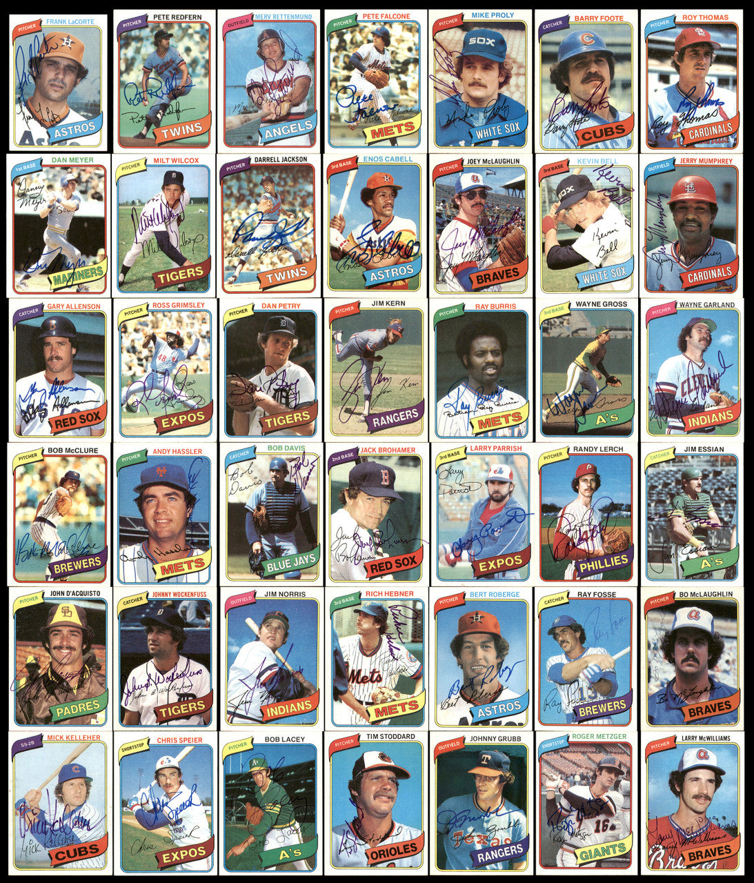 302 Count Lot of Autographed 1980 Topps Baseball Cards (All Different) SKU #266563
