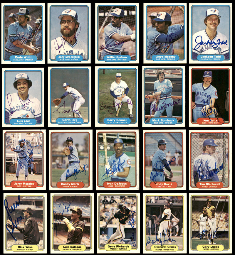 203 Count Lot of Autographed 1982 Fleer Baseball Cards (All Different) SKU #266569