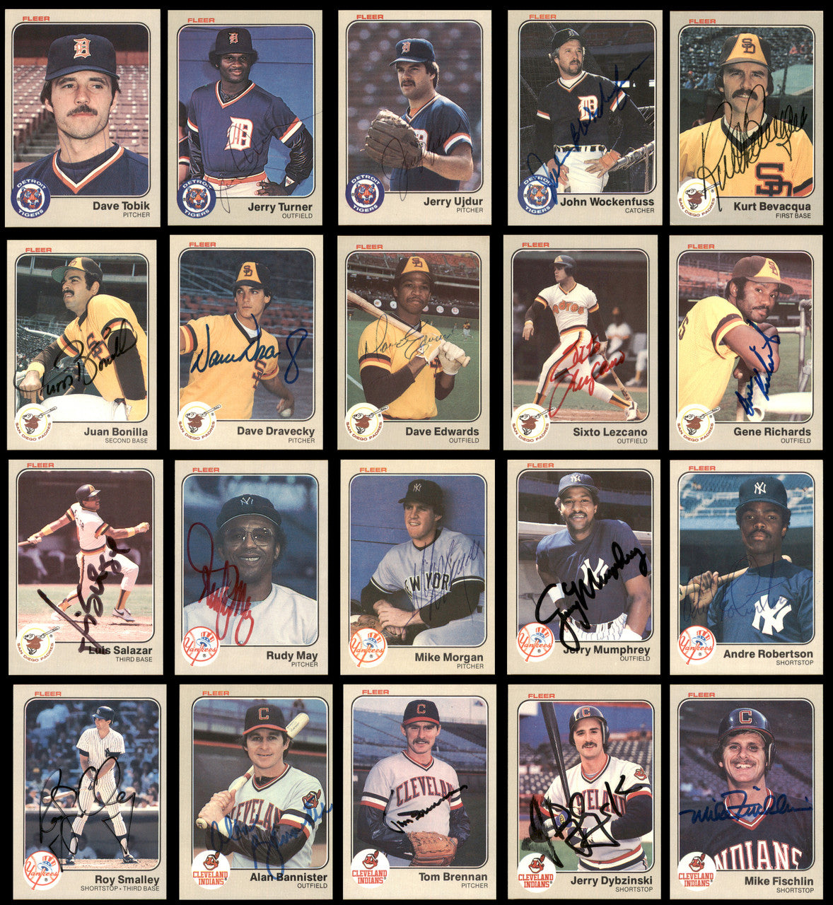 260 Count Lot of Autographed 1983 Fleer Baseball Cards (All Different) SKU #266573