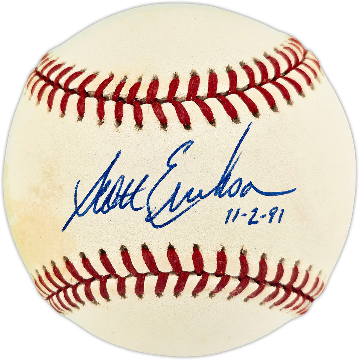 Scott Erickson Autographed Official AL Baseball Minnesota Twins & Baltimore Orioles SKU #266702