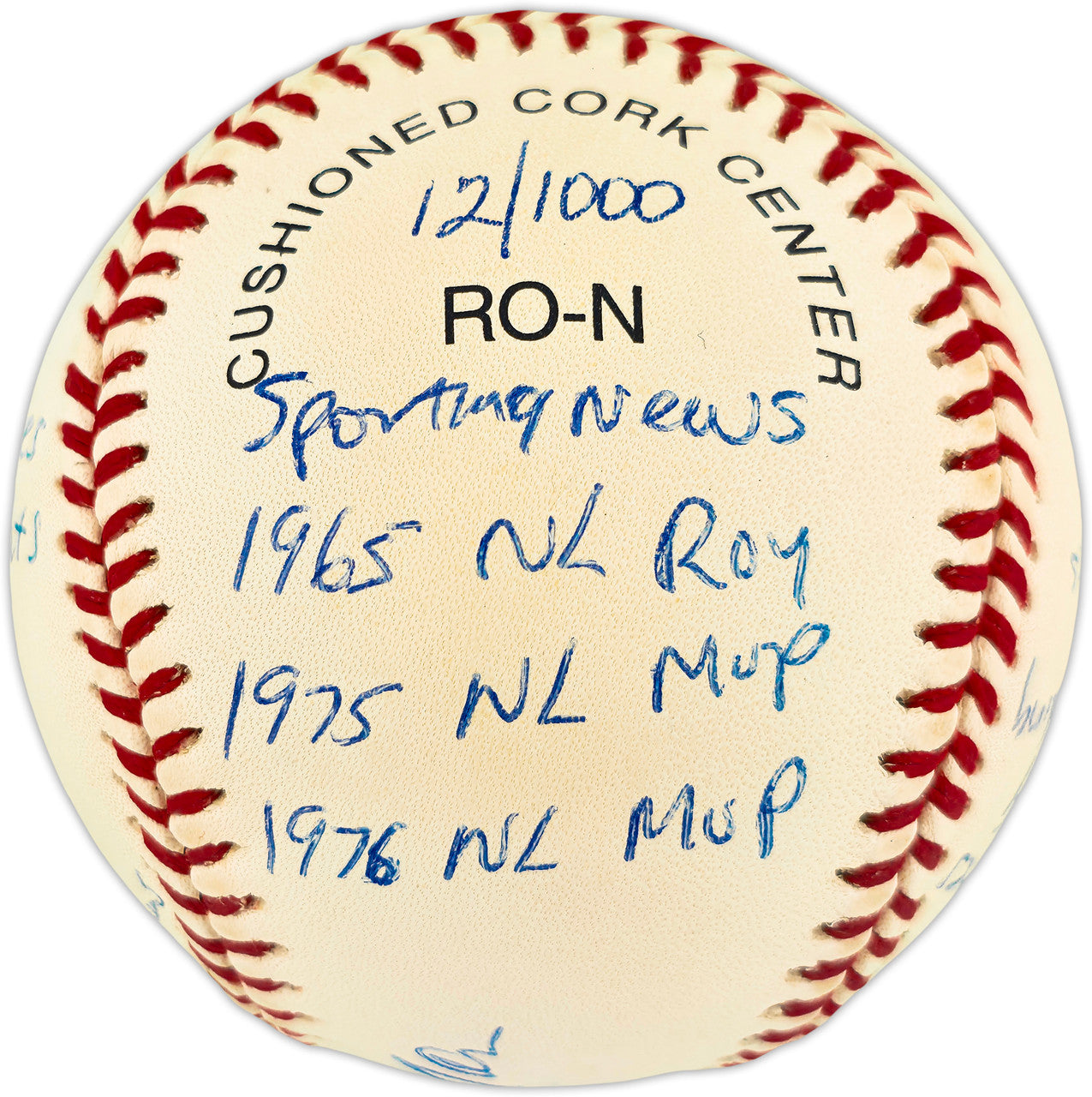 Joe Morgan Autographed Official NL Baseball Cincinnati Reds With 20 Stats JSA #CG26380