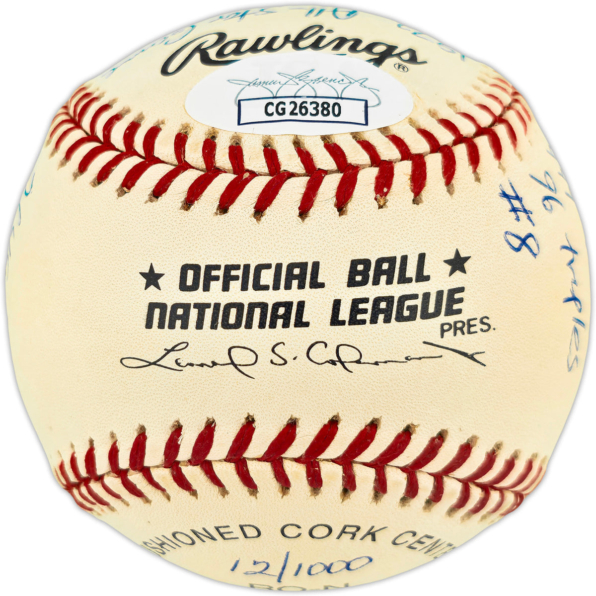 Joe Morgan Autographed Official NL Baseball Cincinnati Reds With 20 Stats JSA #CG26380