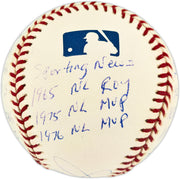 Joe Morgan Autographed Official NL Baseball Cincinnati Reds With 20 Stats JSA #CG26374