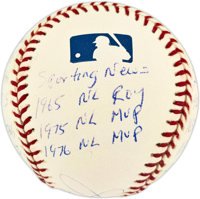 Joe Morgan Autographed Official NL Baseball Cincinnati Reds With 20 Stats JSA #CG26374