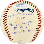 Joe Morgan Autographed Official NL Baseball Cincinnati Reds With 20 Stats JSA #CG26374