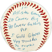 Joe Morgan Autographed Official NL Baseball Cincinnati Reds With 20 Stats Beckett BAS QR #BV44280