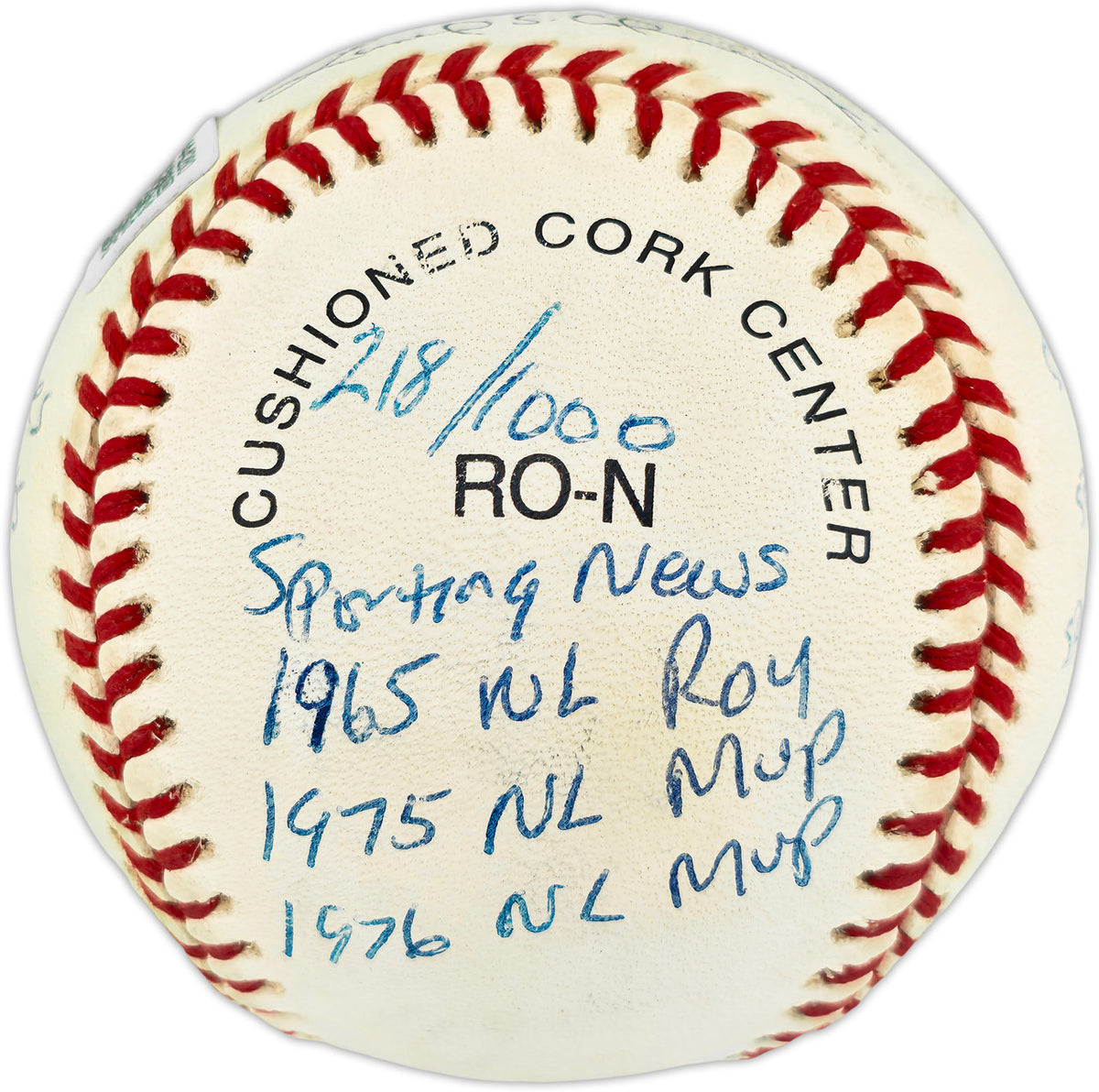Joe Morgan Autographed Official NL Baseball Cincinnati Reds With 20 Stats Beckett BAS QR #BV44280