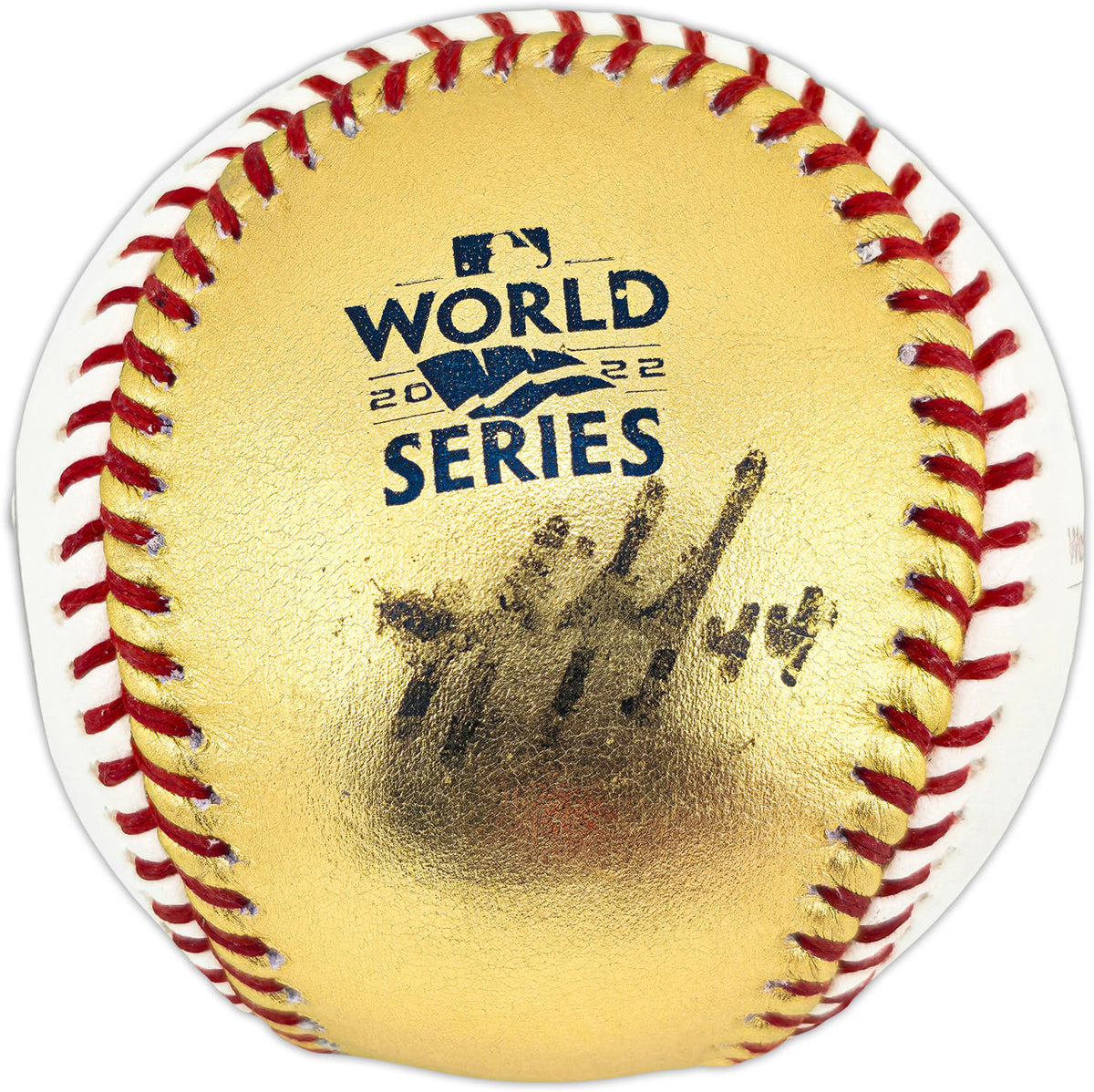 Yordan Alvarez Autographed Official 2022 Gold World Series Logo Baseball Houston Astros (Smudged) Beckett BAS #W381819
