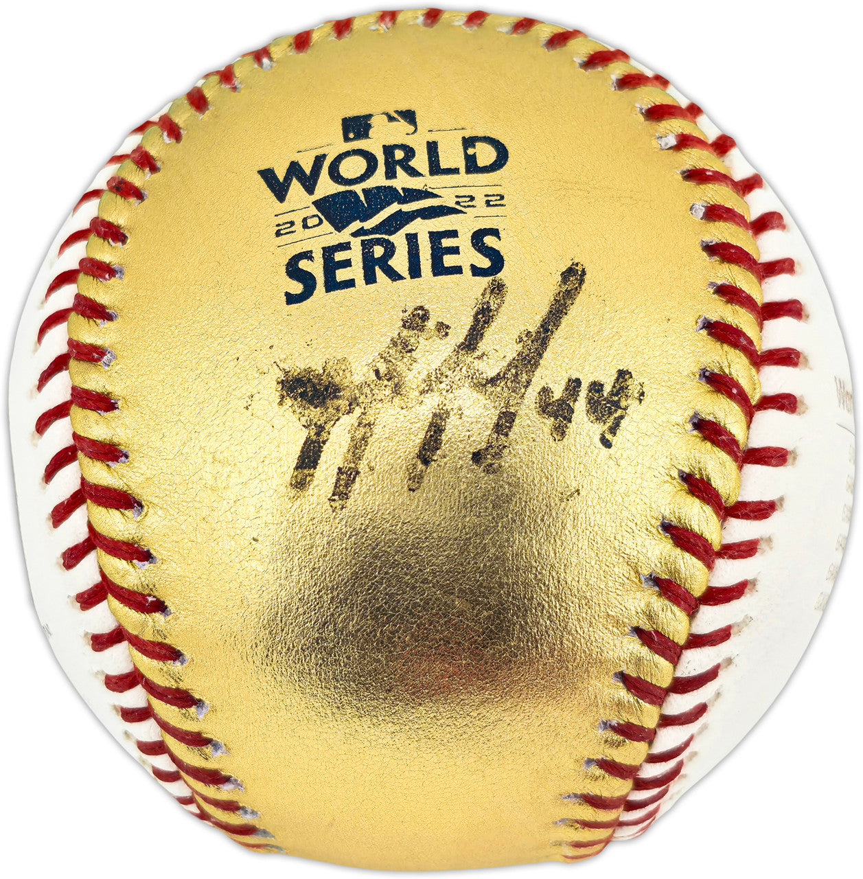Yordan Alvarez Autographed Official 2022 Gold World Series Logo Baseball Houston Astros (Smudged) Beckett BAS #W381819