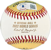 Yordan Alvarez Autographed Official 2022 Gold World Series Logo Baseball Houston Astros (Smudged) Beckett BAS #W381819