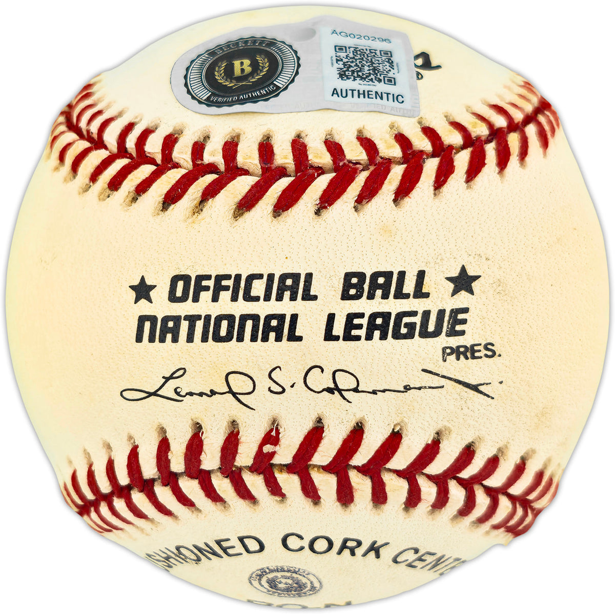 Hank Aaron Autographed Official NL Baseball Atlanta Braves Beckett BAS #AG020296