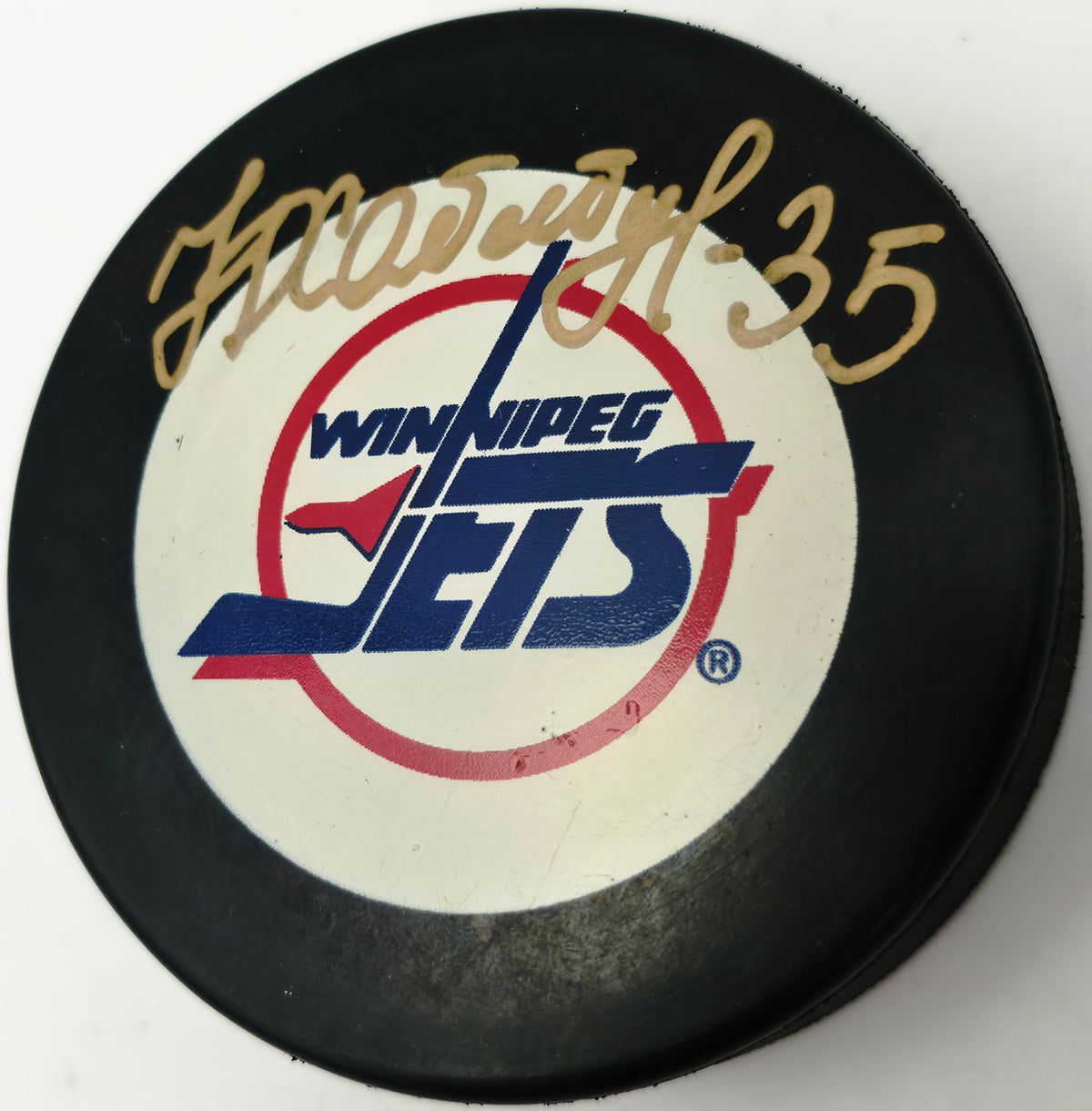 Nikolai Khabibulin Autographed Official Winnipeg Jets Logo Hockey Puck SKU #266812