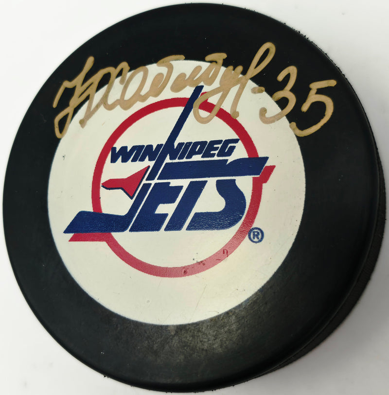Nikolai Khabibulin Autographed Official Winnipeg Jets Logo Hockey Puck SKU #266812