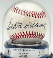 Ted Williams Autographed Official AL Baseball Boston Red Sox Auto Grade Mint 9 Beckett BAS #20134486