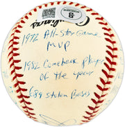 Joe Morgan Autographed Official NL Baseball Cincinnati Reds With 20 Stats Beckett BAS QR #BV44273