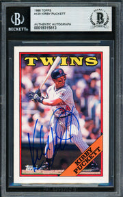 Kirby Puckett Autographed 1988 Topps Card #120 Minnesota Twins Beckett BAS #19315813