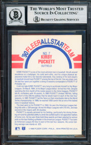 Kirby Puckett Autographed 1990 Fleer Card #7 Minnesota Twins Auto Grade Gem Mint 10 Beckett BAS #19374071