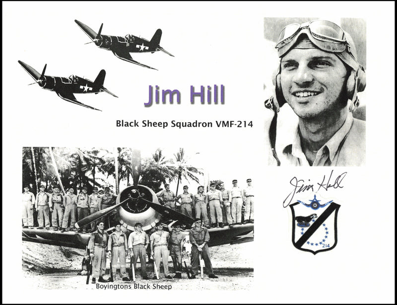 Jim Hill Autographed 8x10 Photo WWII Black Sheep Squadron SKU #266895
